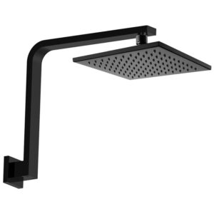 Hustle Square Shower Arm Set, Matte Black